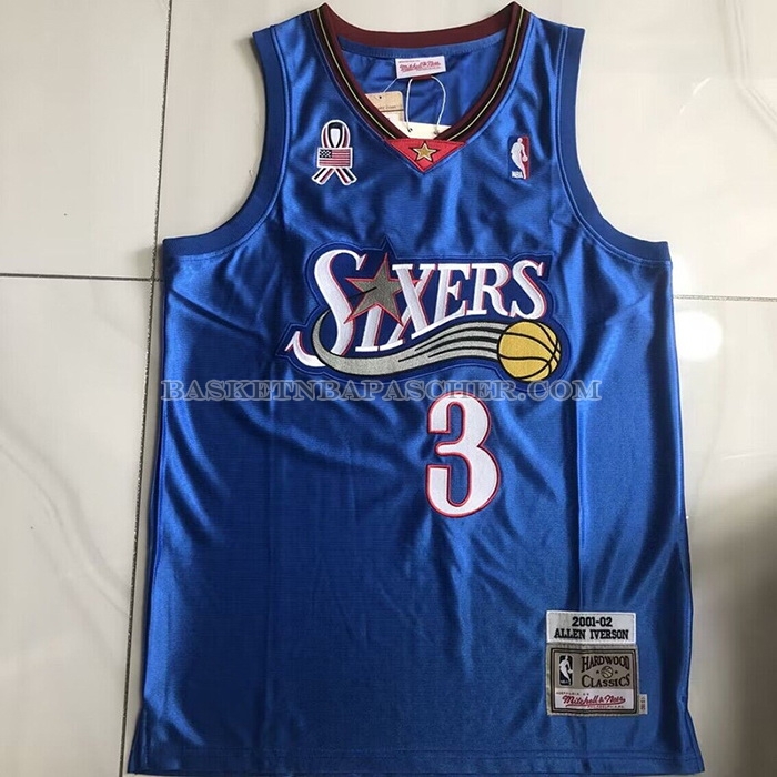 Maillot Philadelphia 76ers Allen Iverson Mitchell & Ness 2001-02 Bleu